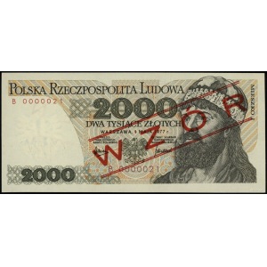 2.000 złotych 1.05.1977, seria B, numeracja 0000021, cz...