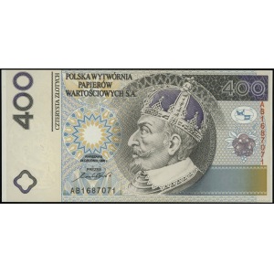 banknot testowy 400 złotych 24.12.1996, Zygmunt III Waz...