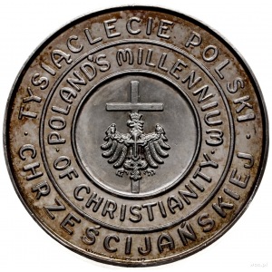 Milenium Polski, medal wydany w USA 1966 r, Aw: Orzeł z...