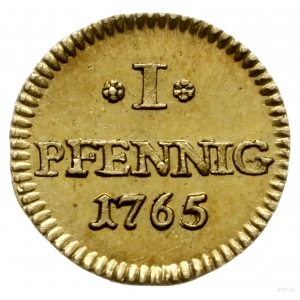 ćwierć dukat - odbitka 1 fenig w złocie 1765 C, Drezno;...