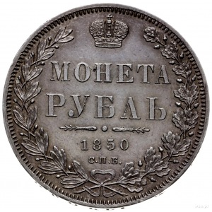 rubel 1850 СПБ ПА, Petersburg; św. Jerzy bez płaszcza, ...
