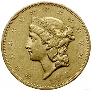 20 dolarów 1850, Filadelfia; Fr. 169; złoto 33.42 g, ba...