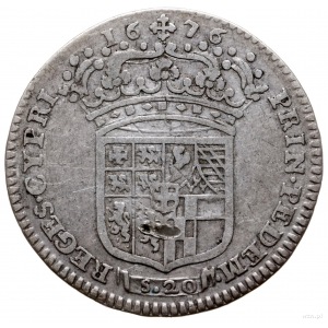 1 lira (20 soldi) 1676, Turyn; srebro 5.94 g, rzadka