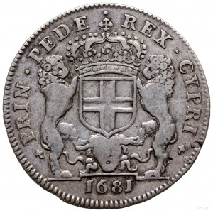 1/2 scudo bianco 1681, Turyn; srebro 13.35 g, bardzo rz...