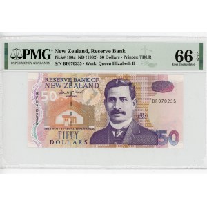New Zealand 50 Dollars 1992 (ND) PMG 66