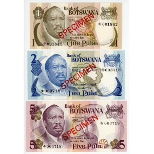 Botswana 1 - 2 - 5 Pula 1976 (ND) Specimen
