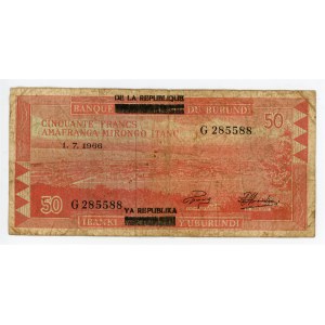 Burundi 50 Francs 1966 (ND - old date 1.07.1966) Overprint