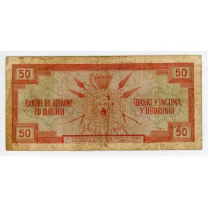 Burundi 50 Francs 1966 (ND - old date 1.07.1966) Overprint