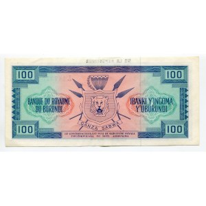 Burundi 100 Francs 1966 (ND) Overprint