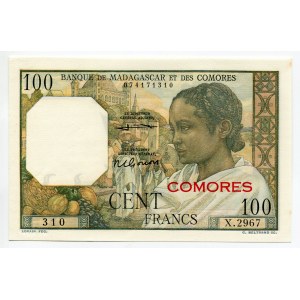 Comoros 100 Francs 1963 (ND) Overprint