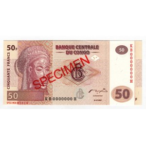 Congo Democratic Republic 50 Francs 2007 Specimen