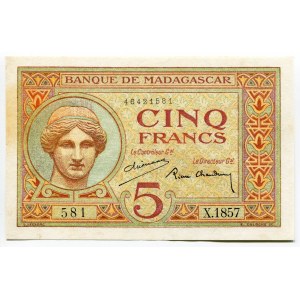 Madagascar 5 Francs 1937 - 1947 (ND)