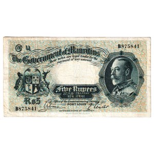Mauritius 5 Rupees 1930 (ND)