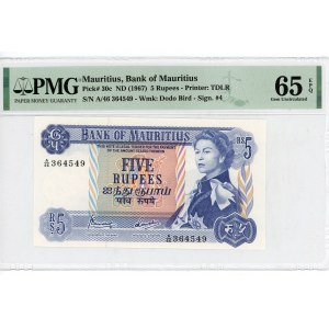 Mauritius 5 Rupees 1967 (ND) PMG 65
