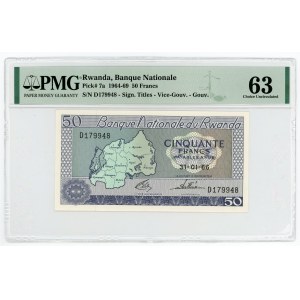Rwanda 50 Francs 1966 PMG 63