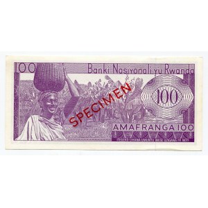 Rwanda 100 Francs 1965 Specimen