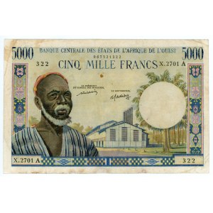 West African States Ivory Coast 5000 Francs 1961 - 1977 (ND) A