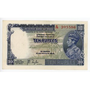 British India 10 Rupees 1937 (ND)