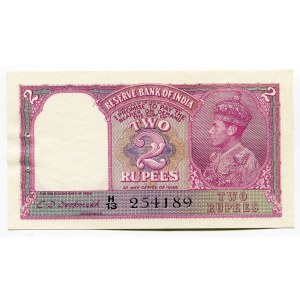 India 2 Rupees 1943 (ND)