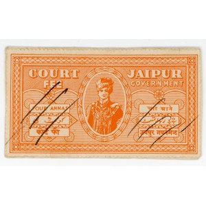 India Jaipur 4 Annas Court Fee Stamp 1942 - 1946 (ND)