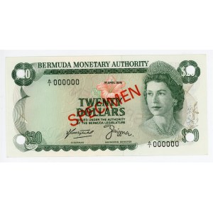 Bermuda 20 Dollars 1974 Specimen