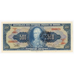 Brazil 50 Centavos on 500 Cruzeiros 1967 (ND)