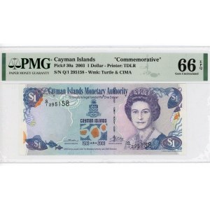 Cayman Islands 1 Dollar 2003 PMG 66