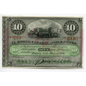 Cuba 10 Pesos 1896 Plato
