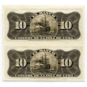 Cuba 2 x 10 Centavos 1897 Uncut Sheet