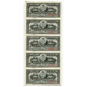 Cuba 10 x 20 Centavos 1897 Uncut Sheet