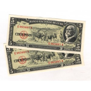 Cuba 2 x 5 Pesos 1958