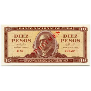 Cuba 10 Pesos 1964 Specimen
