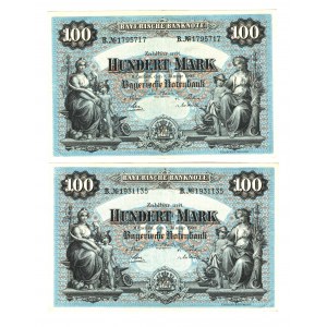 German States Bavarian Bank 2 x 100 Mark 1900 Munchen