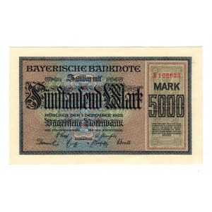 German States Bavarian Bank 5000 Mark 1922