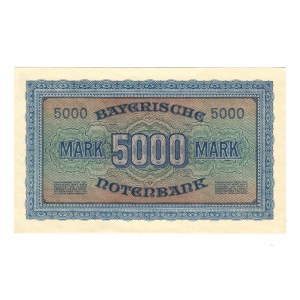 German States Bavarian Bank 5000 Mark 1922