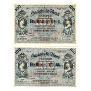 German States Bank of Saxony 2 x 100 Mark 1911 Dresden