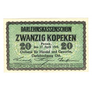 Germany - Empire Occupation of Poznan 20 Kopeks 1916
