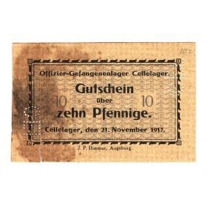 Germany - Empire Cellelager Lager Note WWI 10 Pfennig 1917