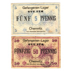 Germany - Empire Chemnitz Lager Notes WWI 5-50 Pfennig 1919 (ND)