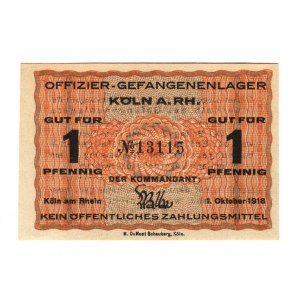 Germany - Empire Koln RH Lager Notes WWI 1 Pfennig 1918