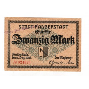 Germany - Empire Saxony Halberstadt 20 Mark 1918