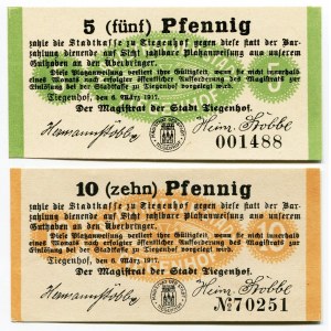 Germany - Empire West Prussia Tiegenhof 5 & 10 Pfennig 1917