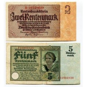 Germany - Weimar Republic 2 & 5 Rentermark 1926 - 1937
