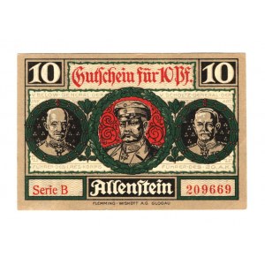 Germany - Weimar Republic East Prussia Allenstein 10 Pfennig 1921