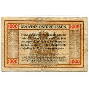 Germany - Weimar Republic East Prussia Konigsberg 1000000 Mark on 1000 Mark 1922