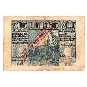 Germany - Weimar Republic East Prussia Konigsberg 100000 Mark 1923 Overstamped on 100 Mark