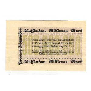 Germany - Weimar Republic East Prussia Konigsberg 500 Million Mark 1923