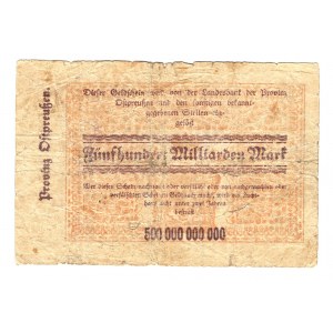 Germany - Weimar Republic East Prussia Konigsberg in Preuben 500 Billion Mark 1923