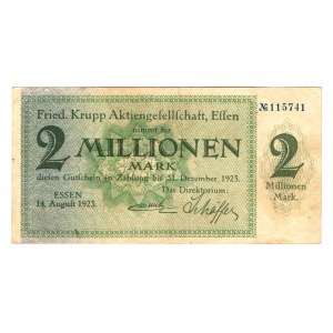 Germany - Weimar Republic Rhine Essen 2000000 Mark 1923