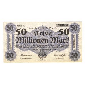 Germany - Weimar Republic Saxe-Weimar-Eisenach Apolda 50 Million Mark 1923